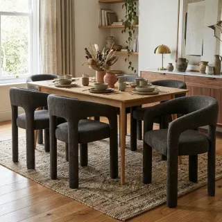 Fauteuil de salle à manger à accoudoirs en tissu ARTEMIS - HELLIN