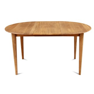 Table ronde extensible en chêne massif : une allonge | Hellin