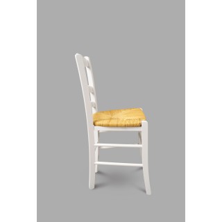Chaise paille et bois laqué blanc Silva | Hellin