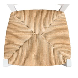 Chaise paille et bois laqué blanc Silva | Hellin