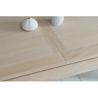 Table carrée extensible en chêne massif blanchi - Hellin