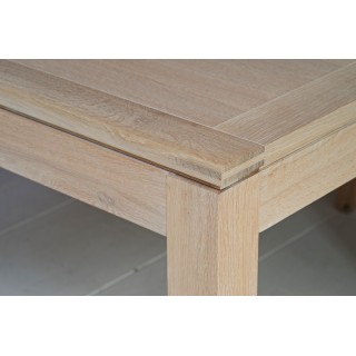 Table carrée extensible en chêne massif blanchi - Hellin