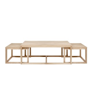 Table basse chene blanchi - lot de trois - HELLIN