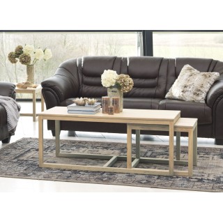 Table basse chene blanchi - lot de trois - HELLIN