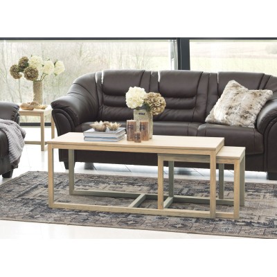 Table basse chene blanchi - lot de trois - HELLIN