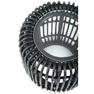 Bout de canapé rond en rotin noir et en verre - Hellin