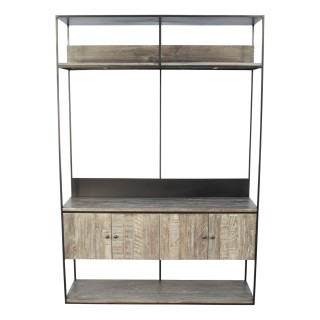 Meuble tv bibliothèque de style industriel : bois et métal - Hellin