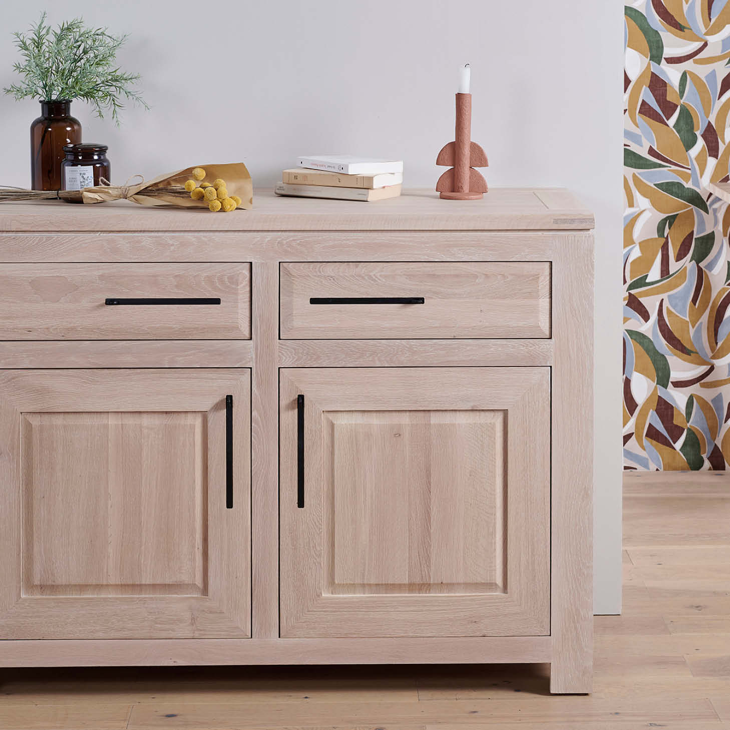 Buffet 2 portes en chêne blanchi Boston