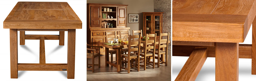 table de ferme en bois massif de chez Hellin