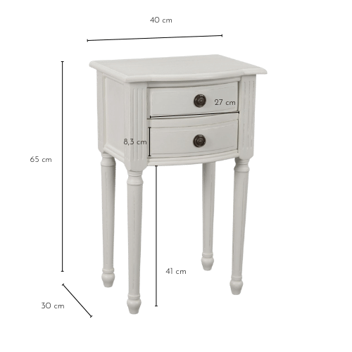 Dimensions de la table de chevet AGATHA