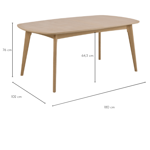 Dimensions table blanchie MARTINE