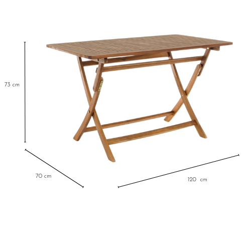 Dimensions de la table pliante CANCALE