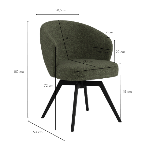 Dimensions de la chaise LENA