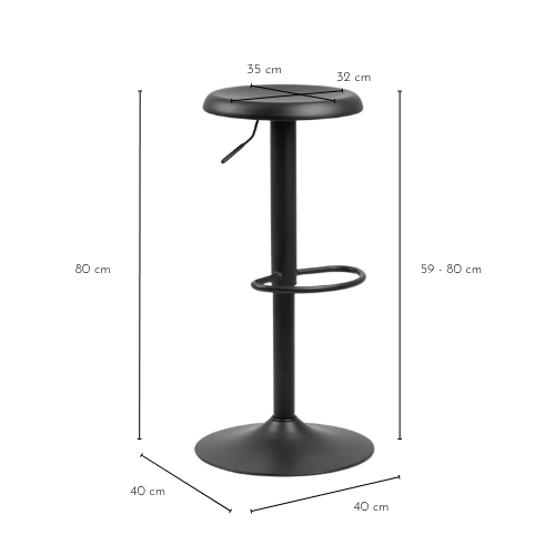 Dimensions tabouret Marcus noir