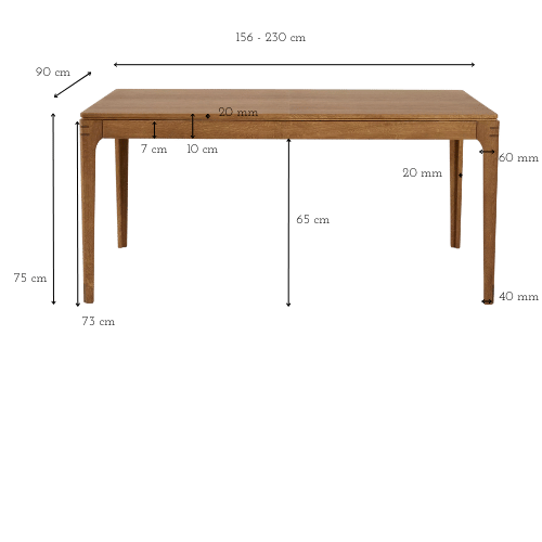 Dimensions table noyer BONIE