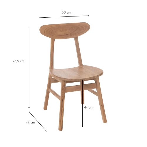 Dimensions de la chaise en teck massif frasi