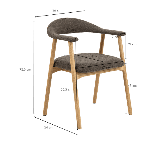 Dimensions de la chaise bouclete ELYA