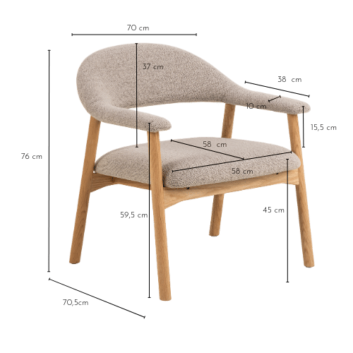 Dimensions du fauteuil lounge ELYA