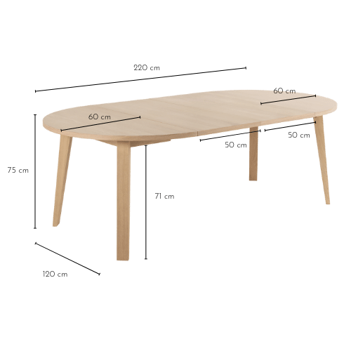 Dimensions de la table ronde ALISIA