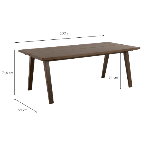 Dimensions de la table chêne fumé ALISIA