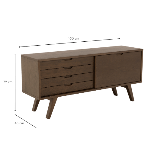 Dimensions buffet en chêne fumé ALISIA