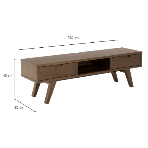 Dimensions du meuble TV ALISIA en chêne fumé