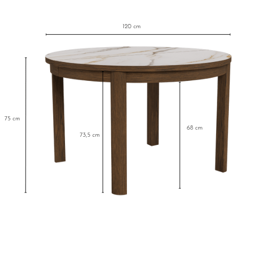 Dimensions de la table ronde SIMONE